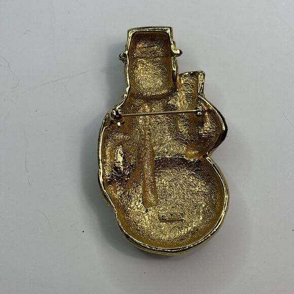 Brooch Vintage Christmas Snowman  marked "AJC" - Picture 3 of 4